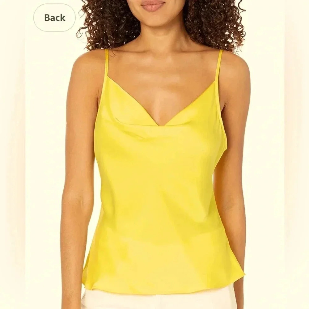 Ramy Brook Abigail Satin Top in Sunkiss yellow. New with tags